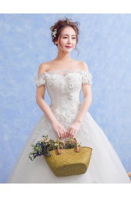 Ball Gown Off-the-shoulder Wedding Dress with Flower(s)