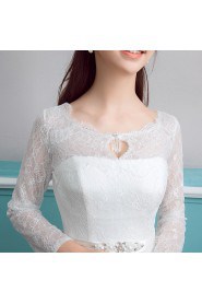 Ball Gown Scoop Long Sleeve Wedding Dress with Flower(s)