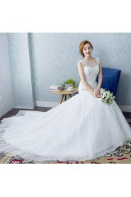 Trumpet / Mermaid Scoop Sleeveless Wedding Dress with Flower(s)