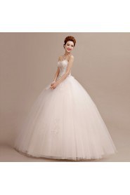 Ball Gown Strapless Sleeveless Wedding Dress with Crystal