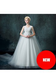 A-line V-neck Organza Wedding Dress