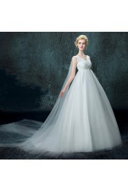 A-line V-neck Organza Wedding Dress