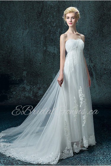 A-line Strapless Organza Wedding Dress