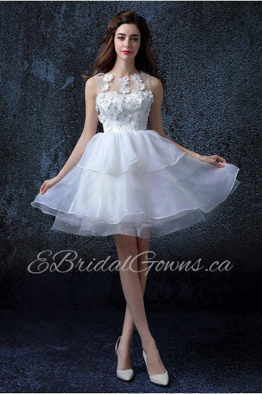 A-line Jewel Short / Mini Prom / Evening Dress