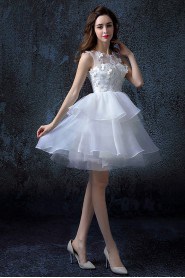 A-line Jewel Short / Mini Prom / Evening Dress