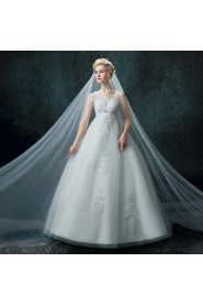 A-line V-neck Organza Wedding Dress