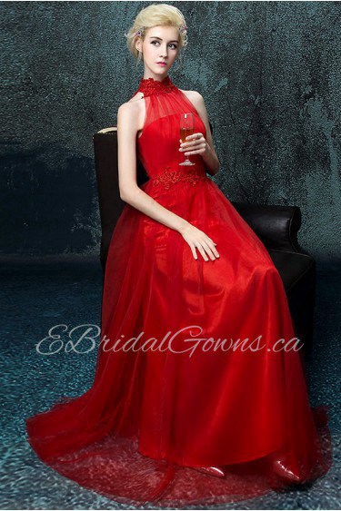 A-line Halter Ankle-length Prom / Evening Dress