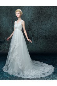 A-line V-neck Organza Wedding Dress