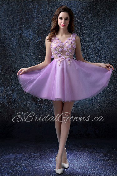 Ball Gown V-neck Short / Mini Wedding Dress