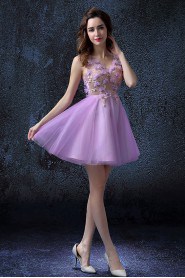 Ball Gown V-neck Short / Mini Wedding Dress