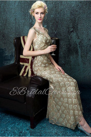 Trumpet / Mermaid V-neck Floor-length Prom / Evening Dress