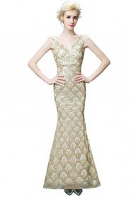 Trumpet / Mermaid V-neck Floor-length Prom / Evening Dress