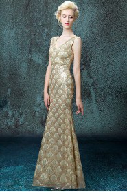 Trumpet / Mermaid V-neck Floor-length Prom / Evening Dress