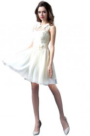 A-line Jewel Knee-length Wedding Dress