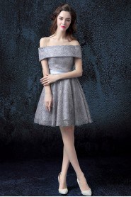 A-line Off-the-shoulder Knee-length Prom / Evening Dress