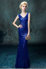 Trumpet / Mermaid V-neck Floor-length Prom / Evening Dress