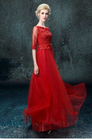 A-line Scoop Floor-length Prom / Evening Dress