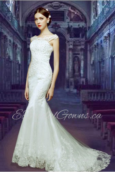 Trumpet / Mermaid Scoop Organza Wedding Dress