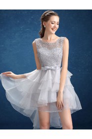 Ball Gown Scoop Tulle Short / Mini Prom / Evening Dress