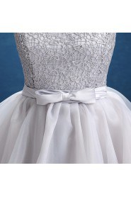 Ball Gown Scoop Tulle Short / Mini Prom / Evening Dress