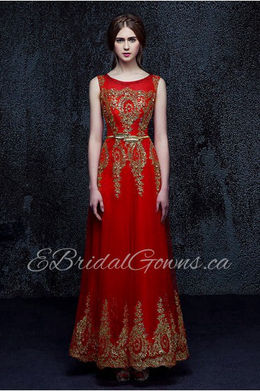 A-line Scoop Ankle-length Prom / Evening Dress