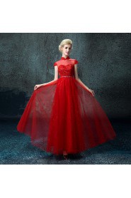 A-line High Neck Ankle-length Prom / Evening Dress