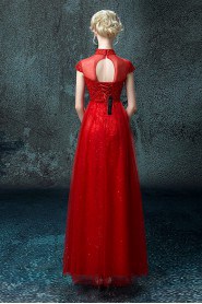 A-line High Neck Ankle-length Prom / Evening Dress