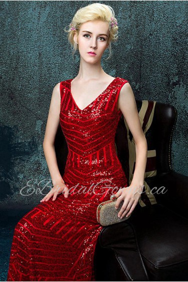 Trumpet / Mermaid V-neck Floor-length Prom / Evening Dress