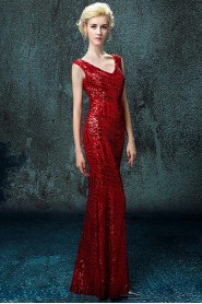 Trumpet / Mermaid V-neck Floor-length Prom / Evening Dress