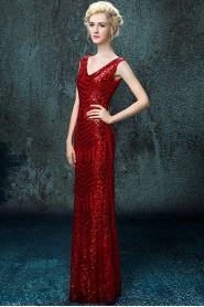 Trumpet / Mermaid V-neck Floor-length Prom / Evening Dress