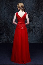 A-line V-neck Floor-length Prom / Evening Dress