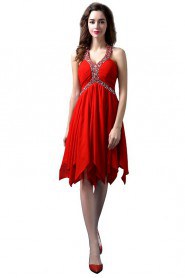 A-line Halter Knee-length Prom / Evening Dress