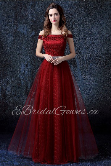 A-line Off-the-shoulder Floor-length Prom / Evening Dress