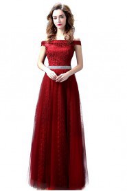 A-line Off-the-shoulder Floor-length Prom / Evening Dress