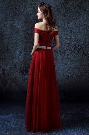 A-line Off-the-shoulder Floor-length Prom / Evening Dress