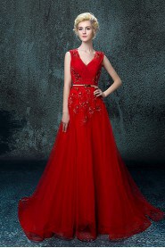 A-line V-neck Prom / Evening Dress