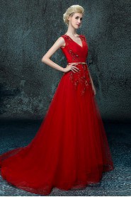 A-line V-neck Prom / Evening Dress