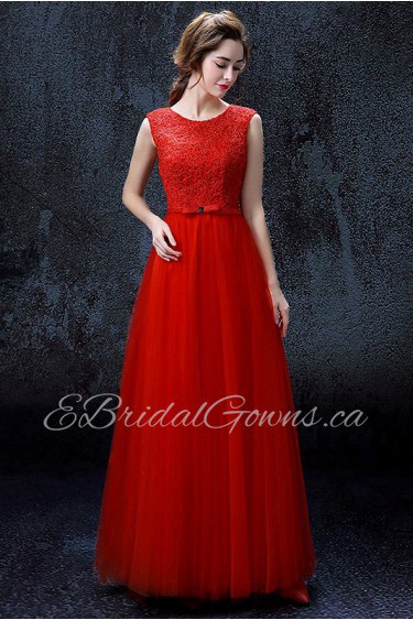 A-line Scoop Floor-length Prom / Evening Dress