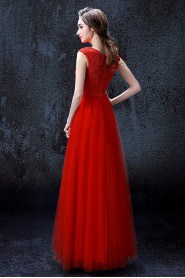 A-line Scoop Floor-length Prom / Evening Dress