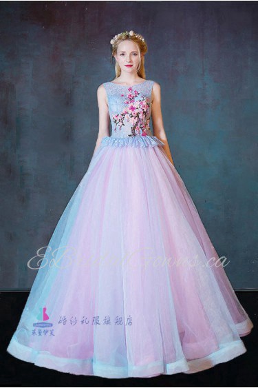 Ball Gown Scoop Tulle,Satin Prom / Evening Dress