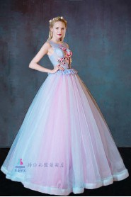 Ball Gown Scoop Tulle,Satin Prom / Evening Dress