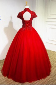 Ball Gown High Neck Lace Prom / Evening Dress