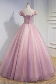 Ball Gown Off-the-shoulder Tulle,Satin Quinceanera Dress