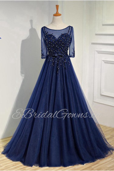 Ball Gown Scoop Tulle,Satin Prom / Evening Dress