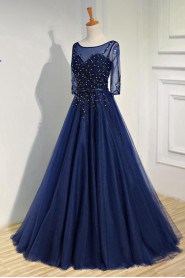 Ball Gown Scoop Tulle,Satin Prom / Evening Dress