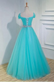 A-line Off-the-shoulder Tulle,Satin Prom / Evening Dress