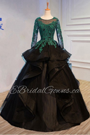 Ball Gown Scoop Tulle,Satin Quinceanera Dress