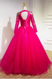 Ball Gown Scoop Tulle,Satin Quinceanera Dress