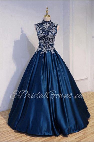 Ball Gown High Neck Satin Quinceanera Dress