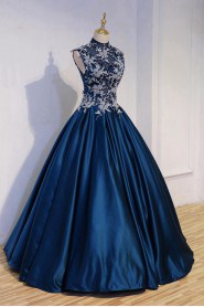 Ball Gown High Neck Satin Quinceanera Dress